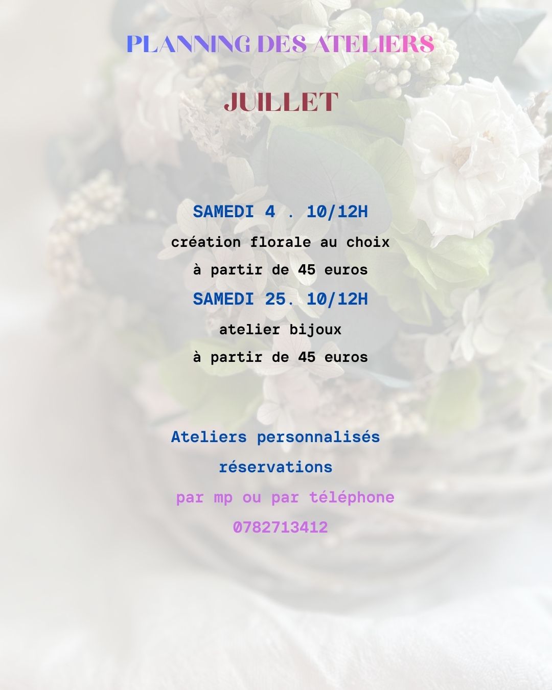 Ateliers création florale avec ID Créations