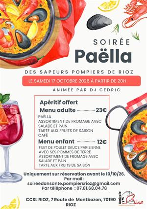 Soirée Paëlla au CCSL à Rioz