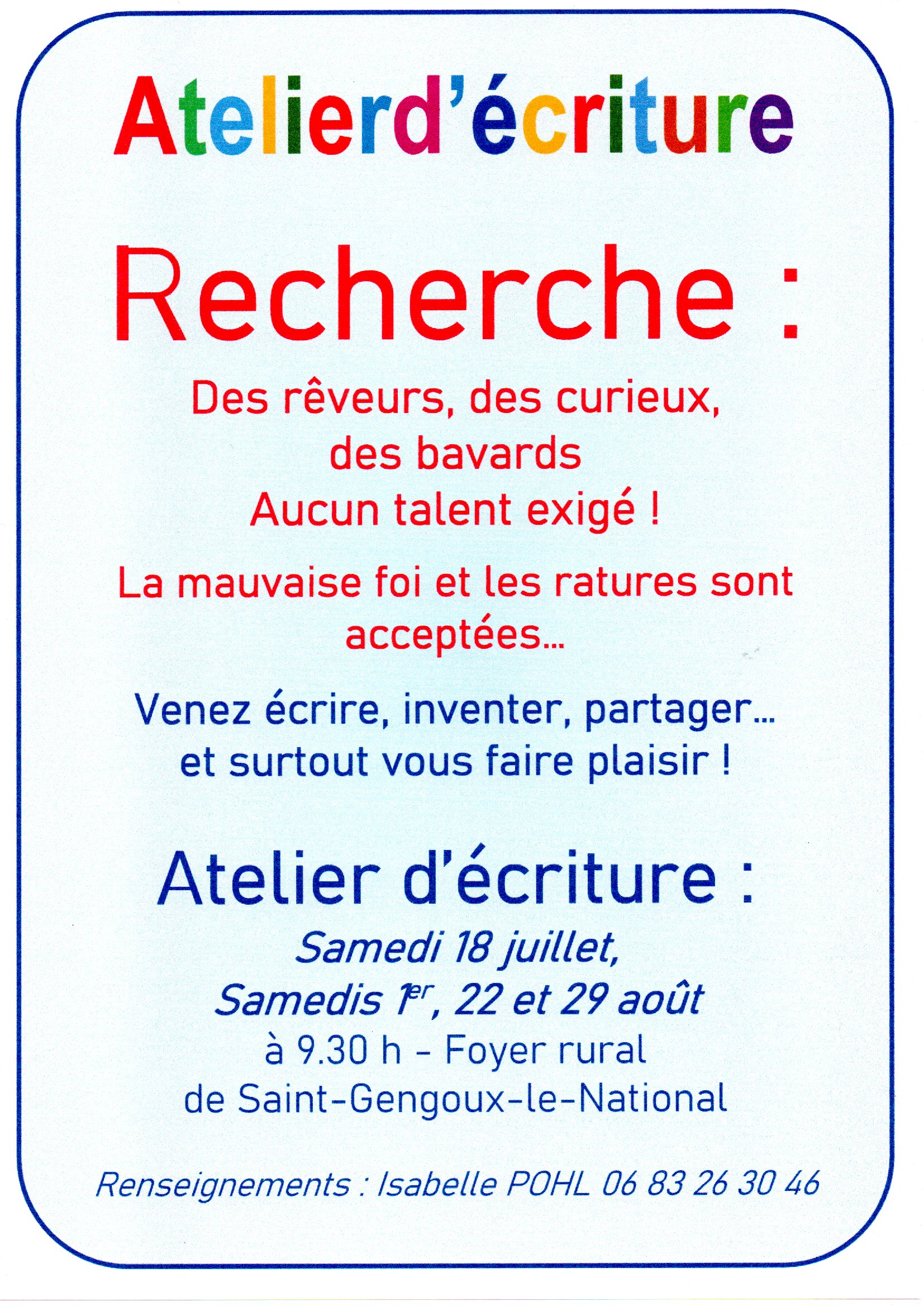 Atelier d'écriture