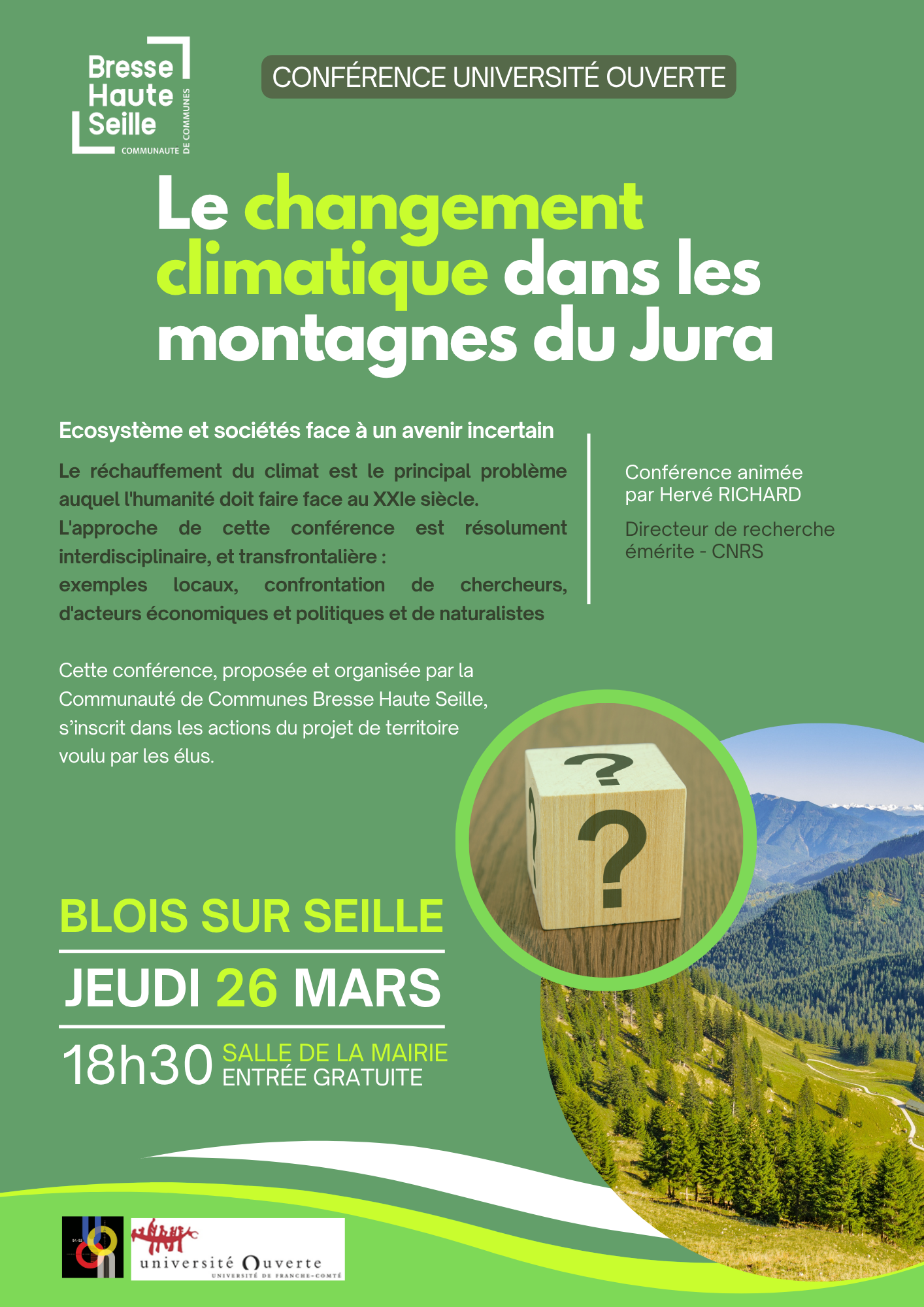 Le changement climatique dans les montagnes du Jura - conférence de l’université ouverte