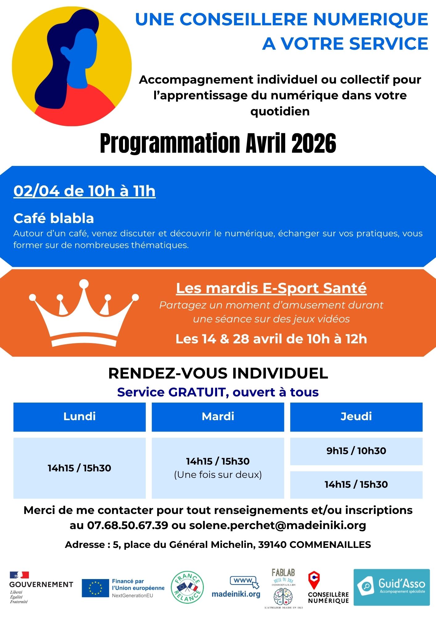 Programmation ateliers Conseiller Numérique avril 2026