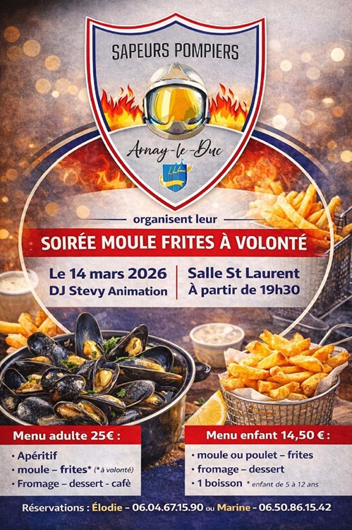 Repas Moules Frites de l'Amicale des Sapeurs-Pompiers d'Arnay-le-Duc