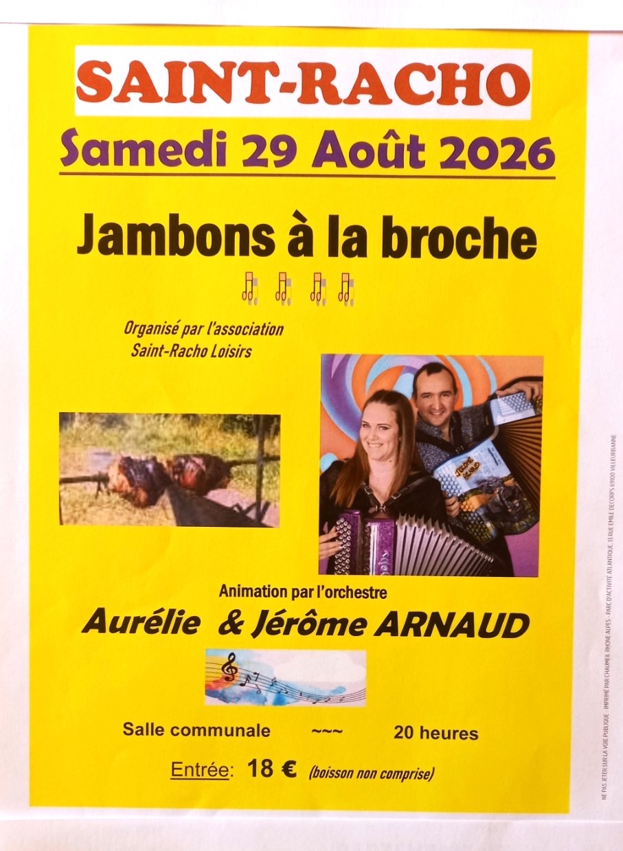 Soirée dansante "Jambons à la broche" à Saint-racho — le 29 août 2026