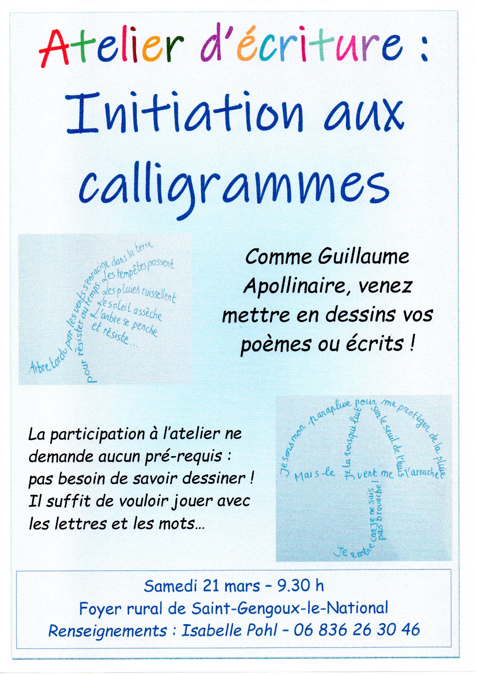 Atelier Initiation aux Calligrammes