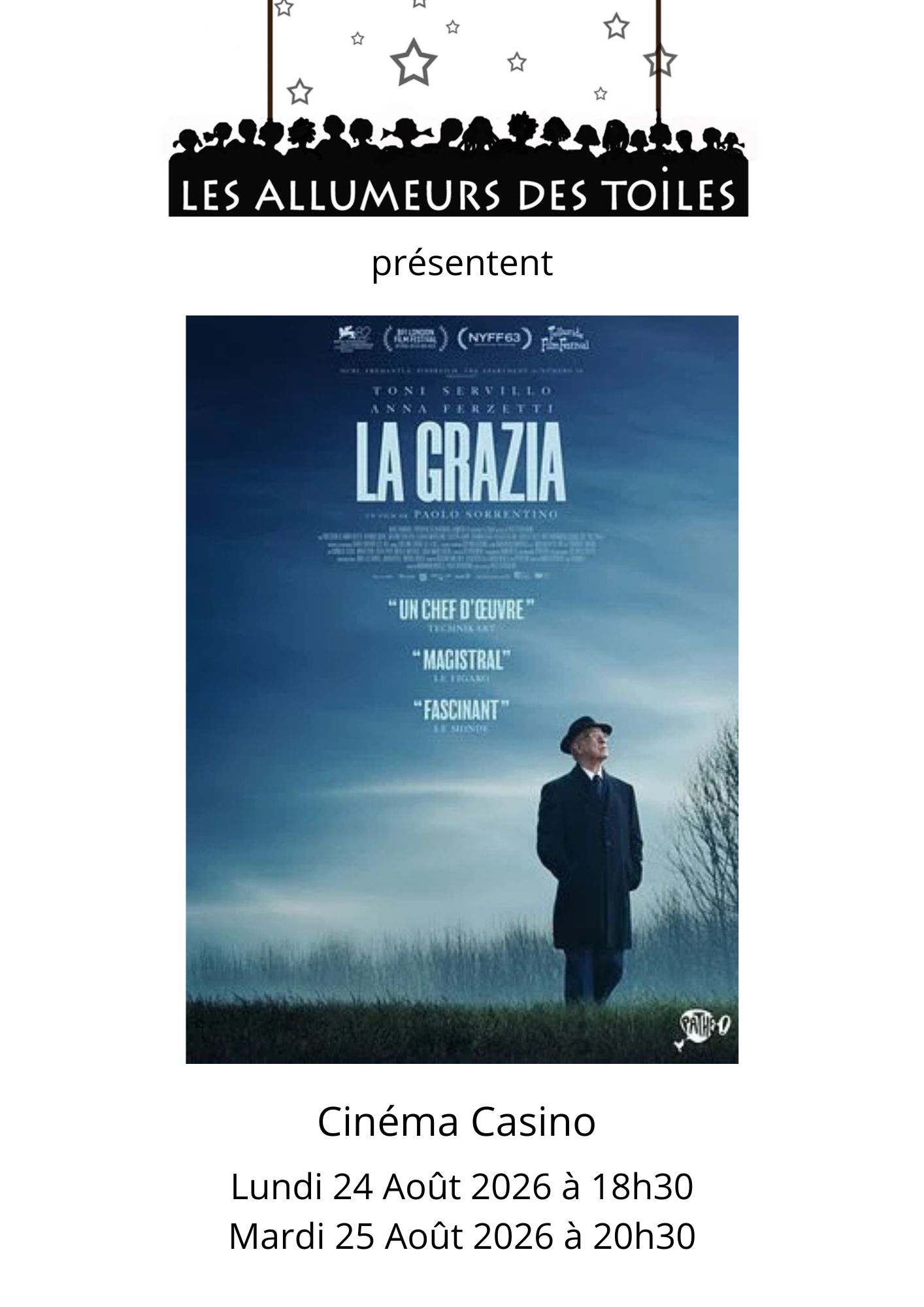 Les Allumeurs des Toiles présentent : "La Grazia" - Drame, romance de Paolo Sorrentino