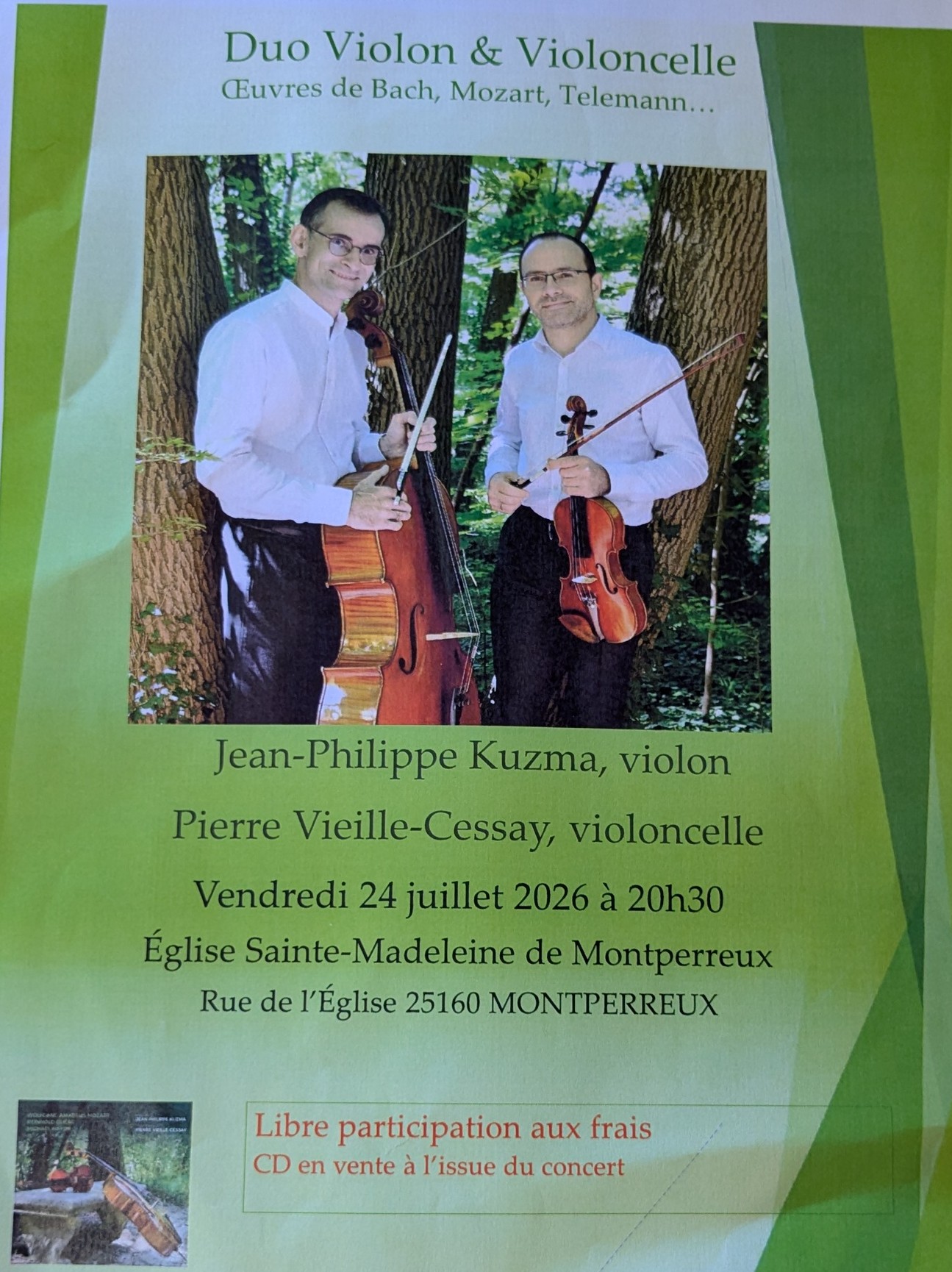 Récital de violon et violoncelle