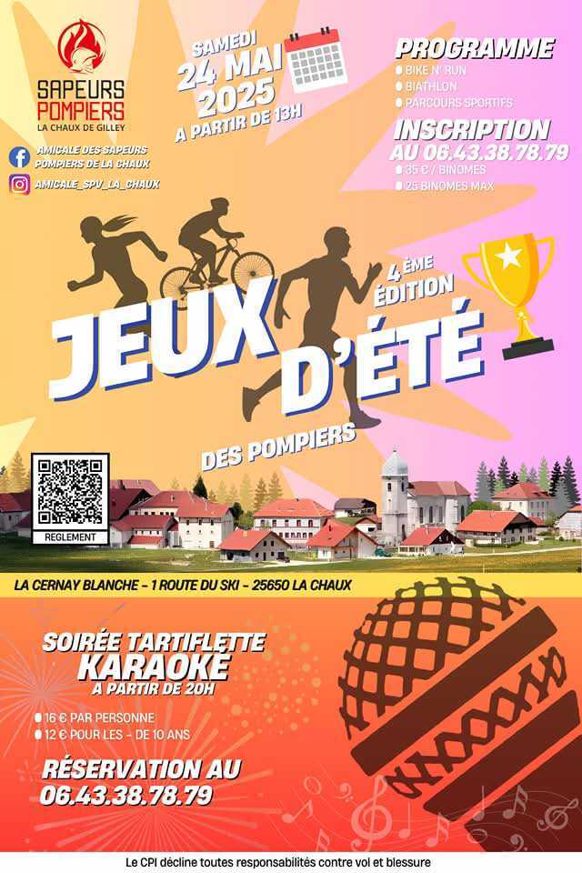 24 mai - Jeux d'été des pompiers - La Chaux