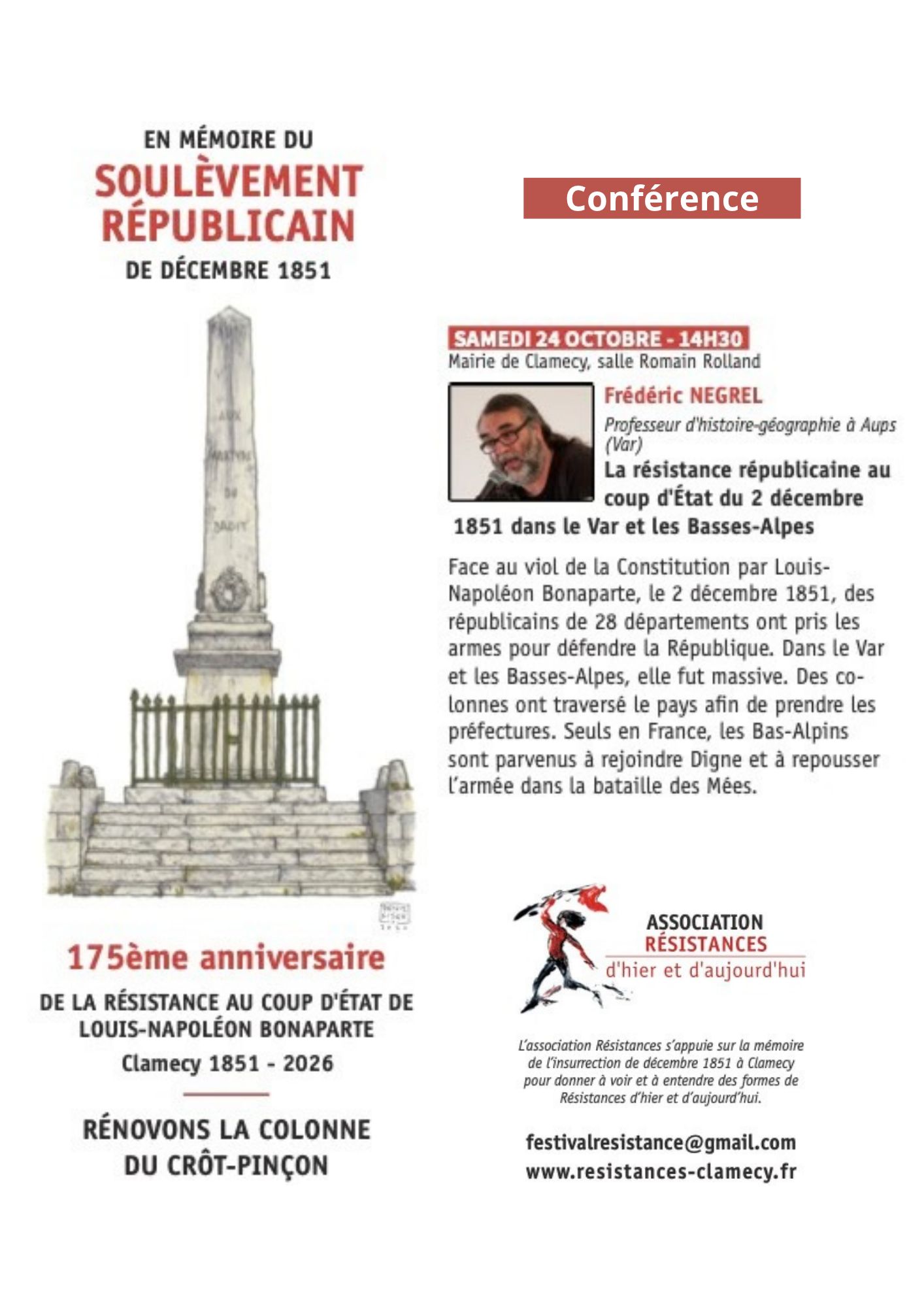 Conférence "La résistance républicaine au coup d'Etat du 2 décembre 1851 dans le Var et les Basses-Alpes"