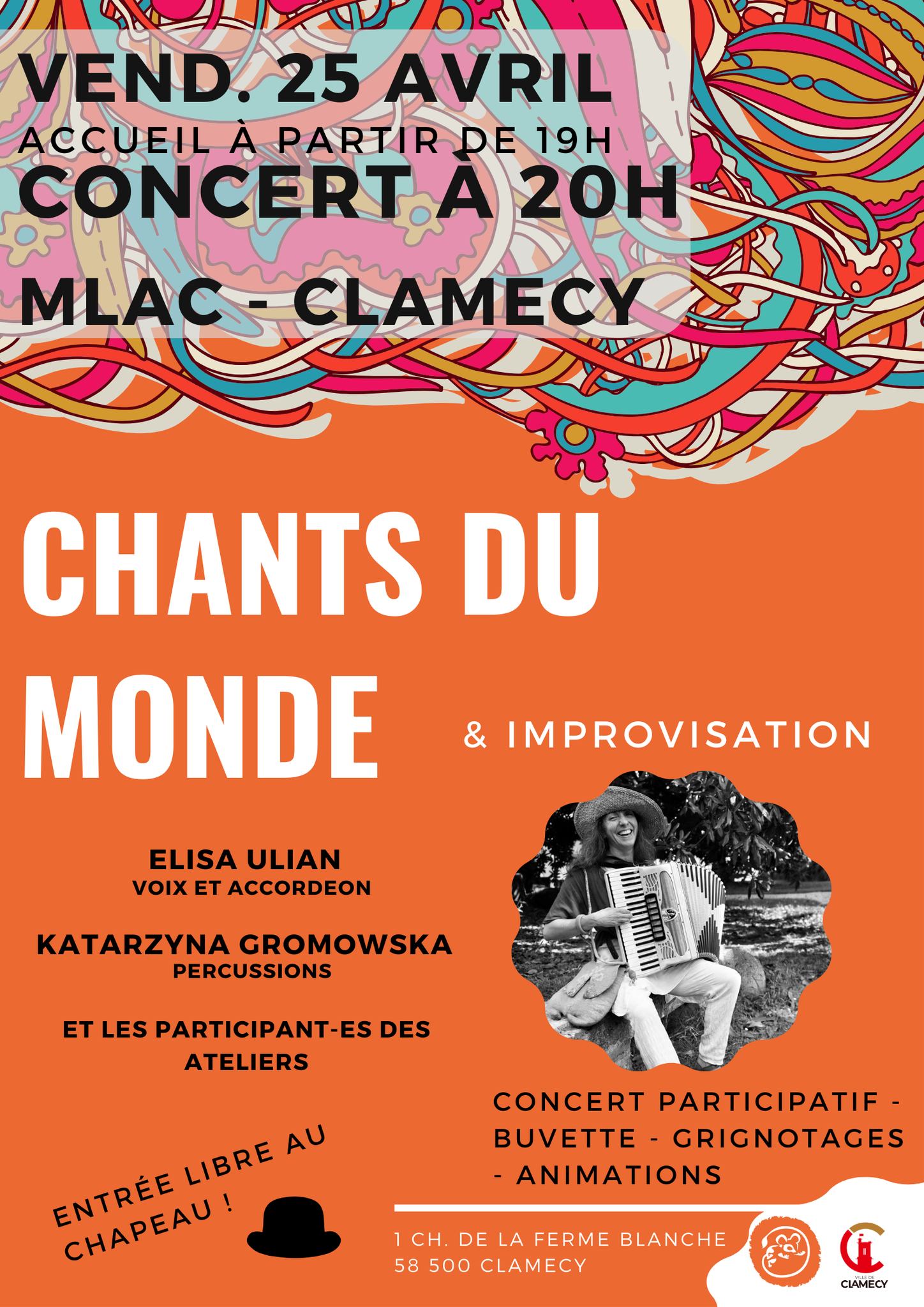 25 avr 2025 concert chants du monde et impro MLAC