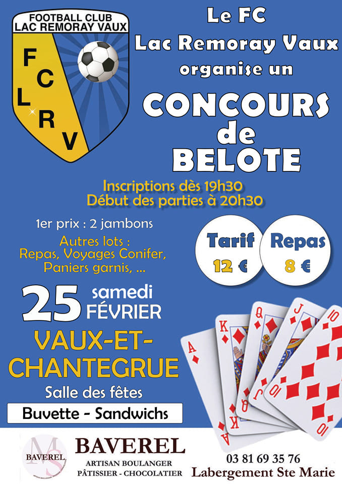 25 février - concours de belote - Vaux et Chantegrue