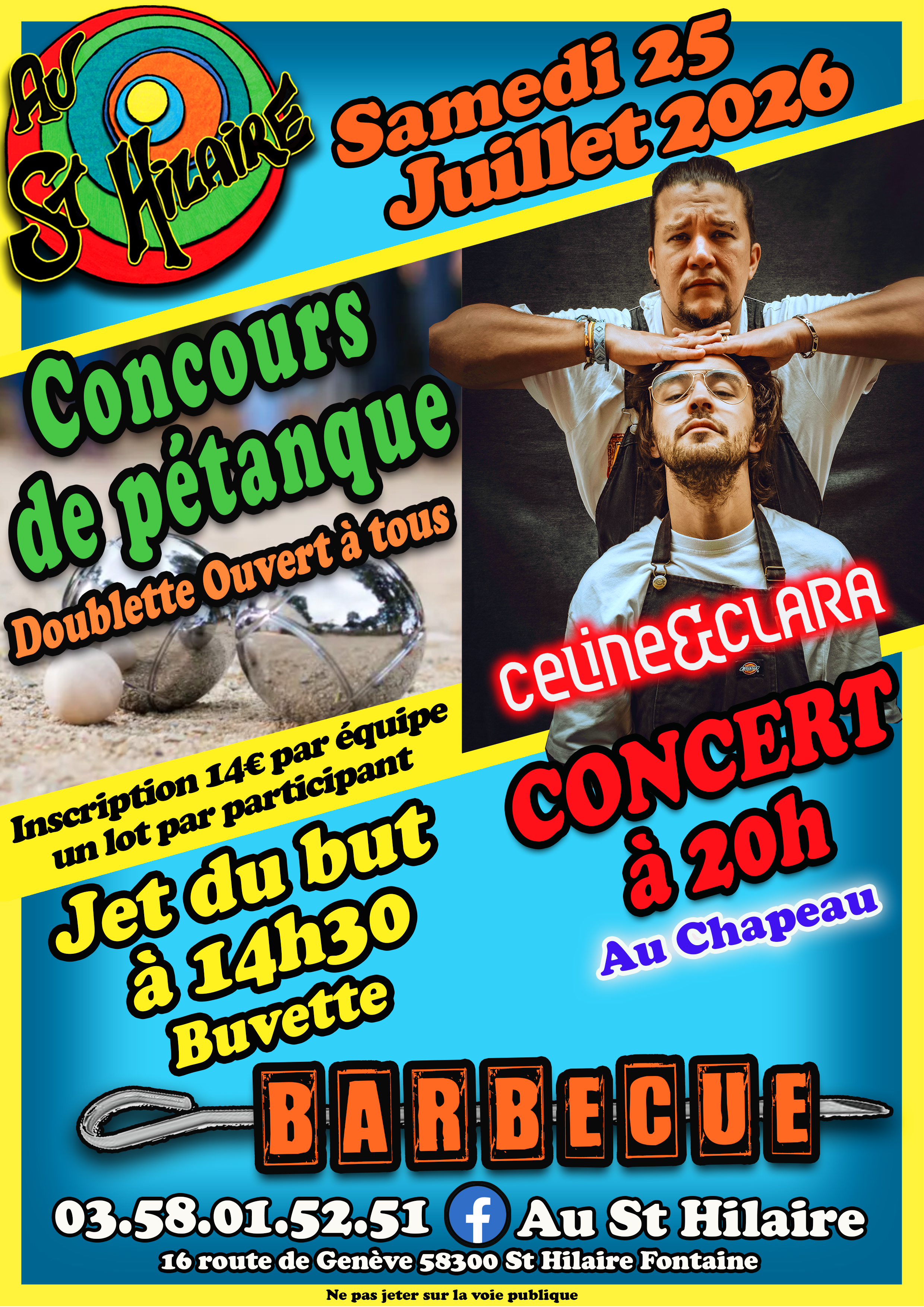 Pétanque puis soirée concert "Céline et Clara"