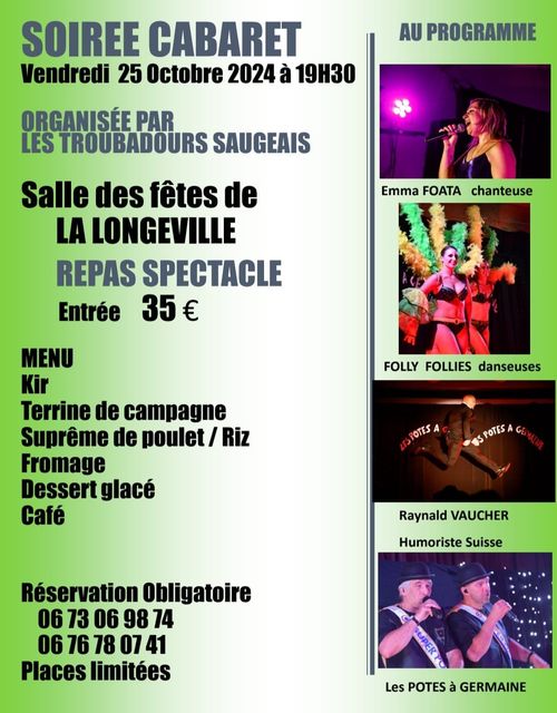 25 octobre - soirée cabaret - la Longeville