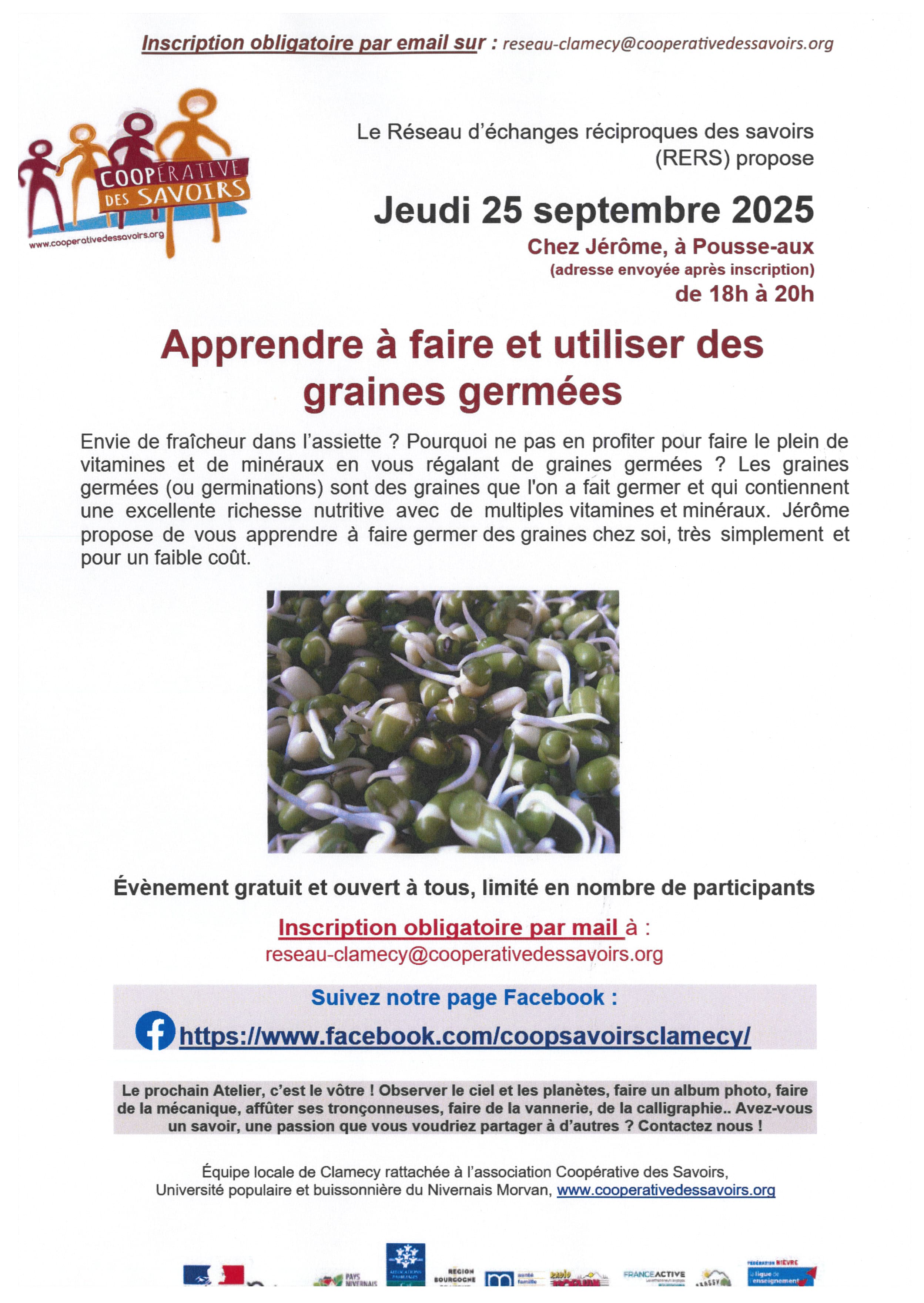 25 septembre 2025 - Apprendre à faire et utiliser des graines germées - Pousseaux