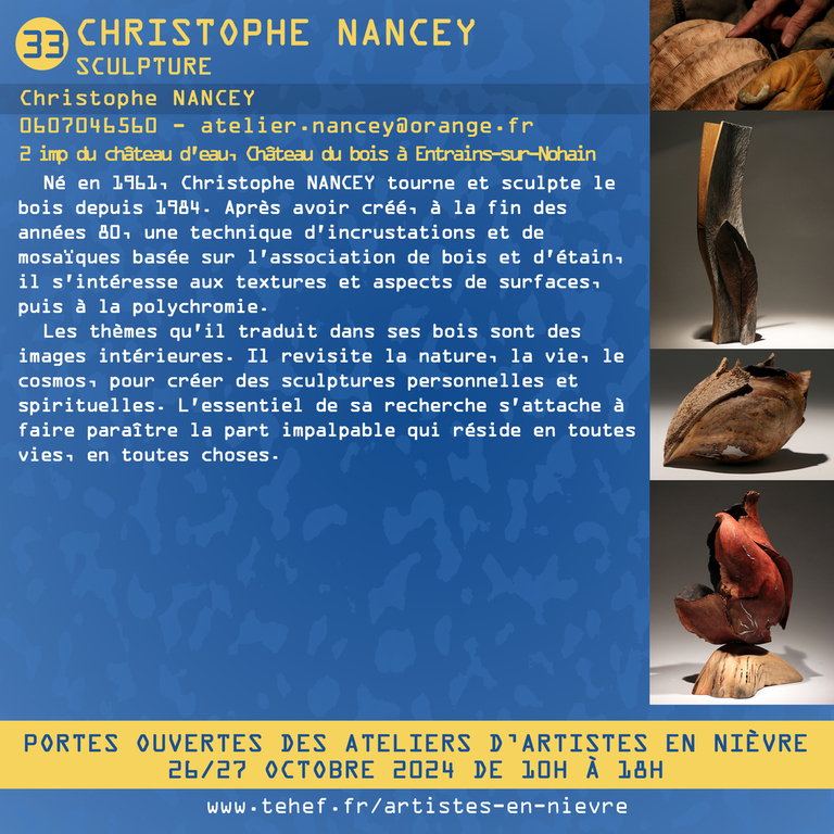 26-27 oct 2024 - portes ouvertes ateliers artistes nievre - CHRISTOPHE NANCEY 2024 texte