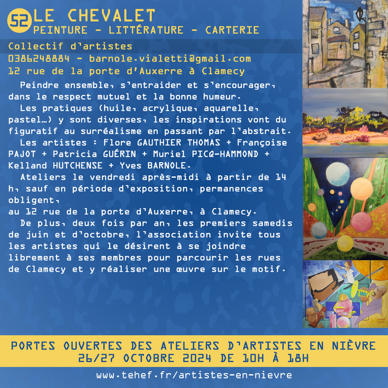 26-27 oct 2024 - portes ouvertes ateliers artistes nievre - Le chevalet 2024 texte