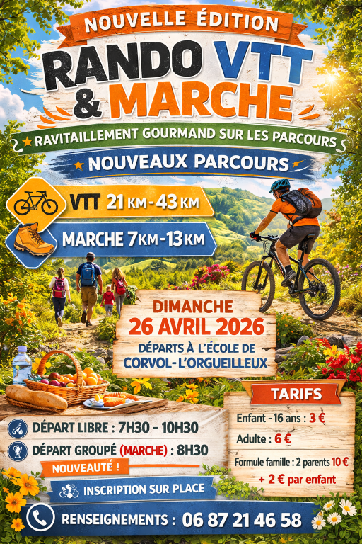 Rando VTT & marche de l’école de Corvol-l'Orgueilleux - Nouvelle édition — visuel événement