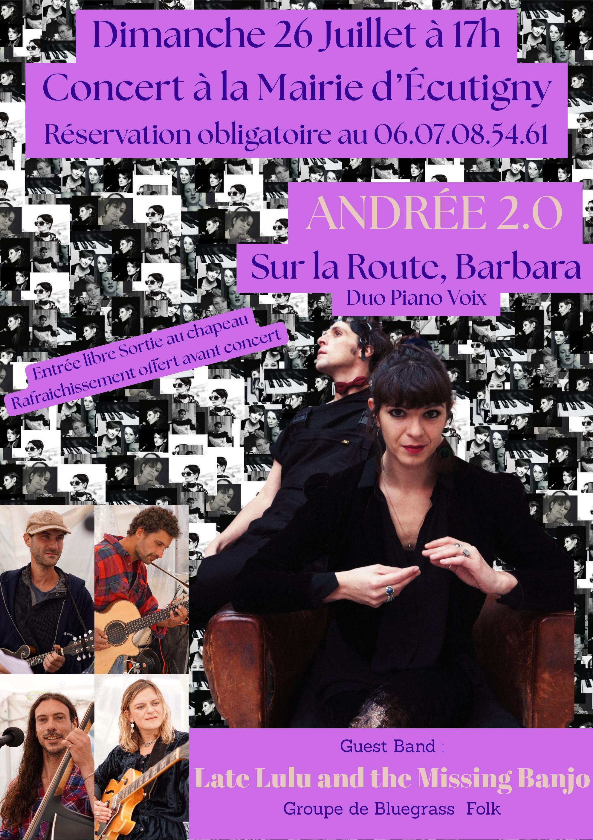 Concert Sur la route, Barbara, duo piano voix- Ecutigny