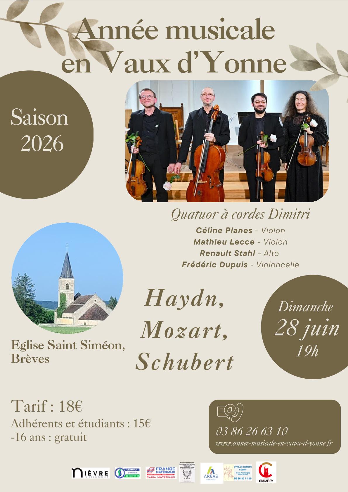 Concert Fédémuse : Le Quatuor à cordes Dimitri