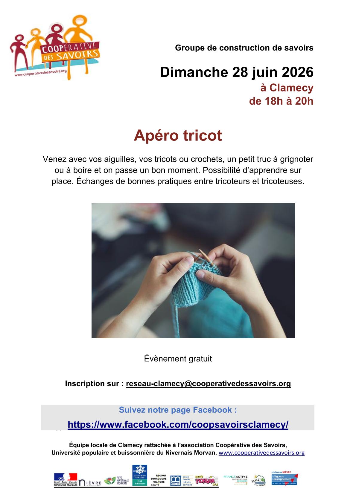 La Coopérative des Savoirs propose : Apéro tricot