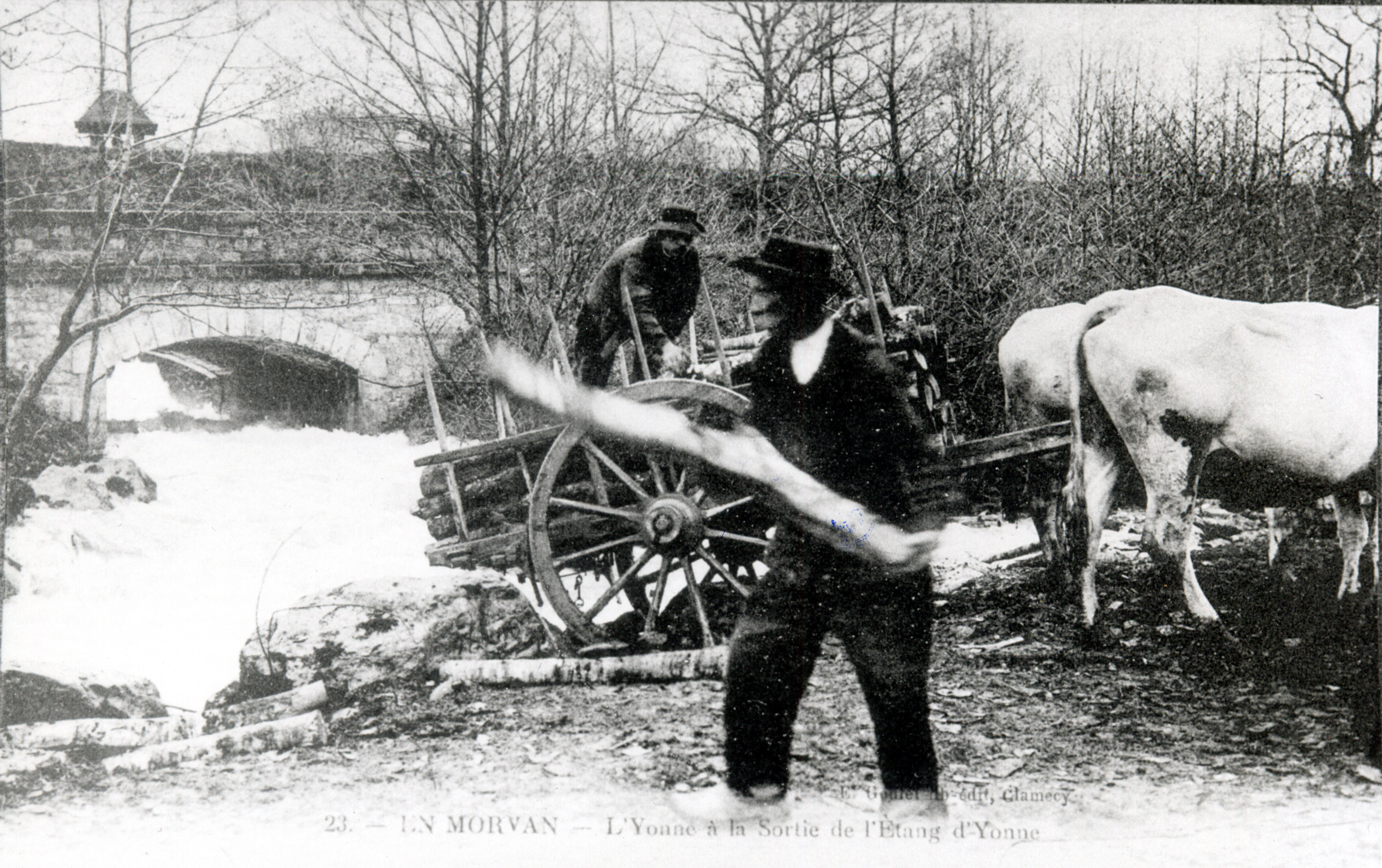 Jettage des bûches dans un ruisseau