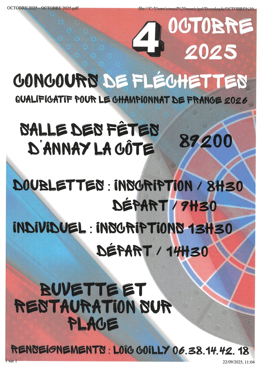 4 oct - concours fléchettes