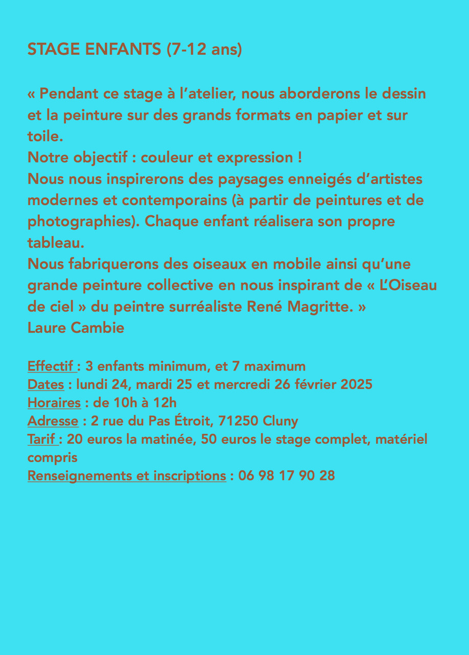 Stage enfants et adolescents vacances hiver 2025 descriptif