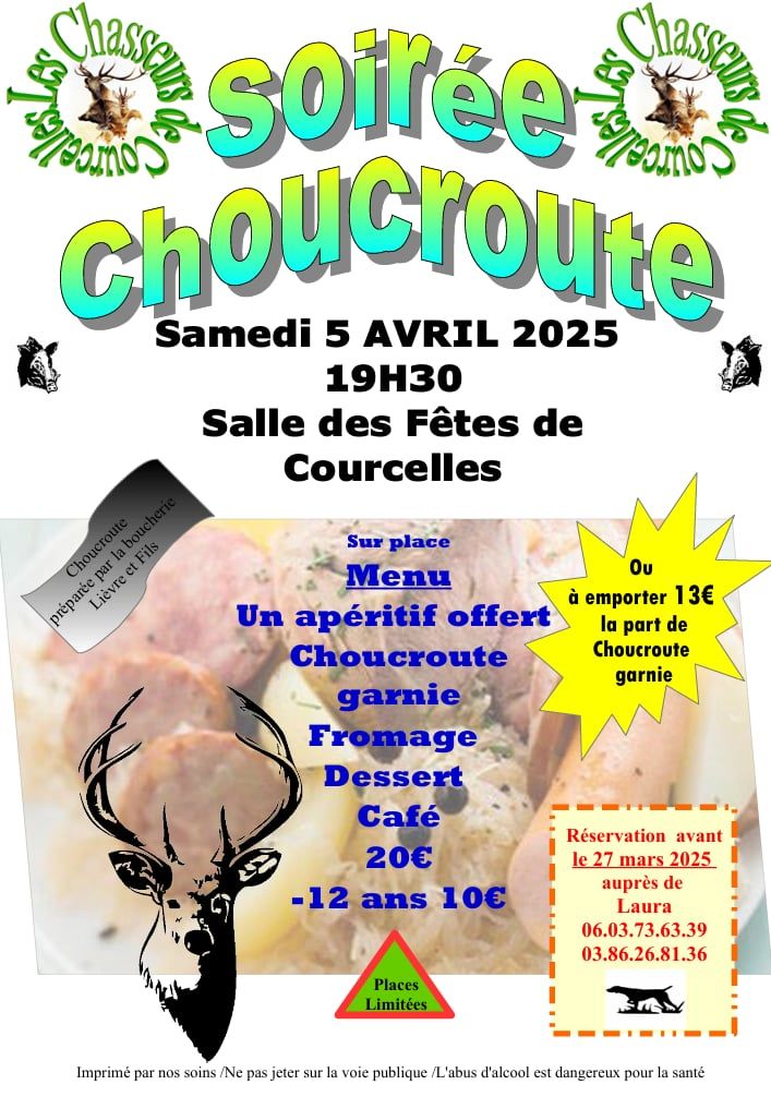 5 avril 2025 soirée choucroute Courcelles