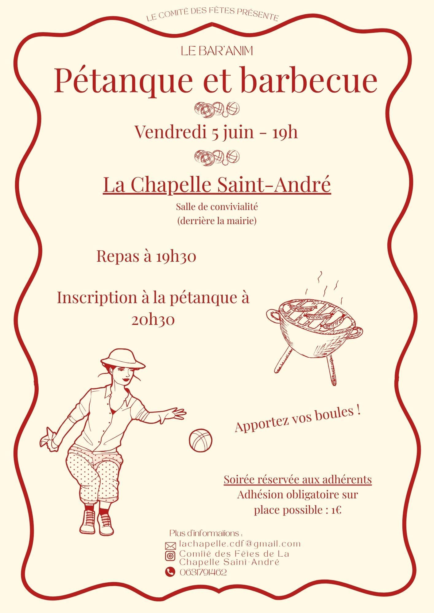 Le comité des fêtes présente : Le Bar'anim - Pétanque et barbecue