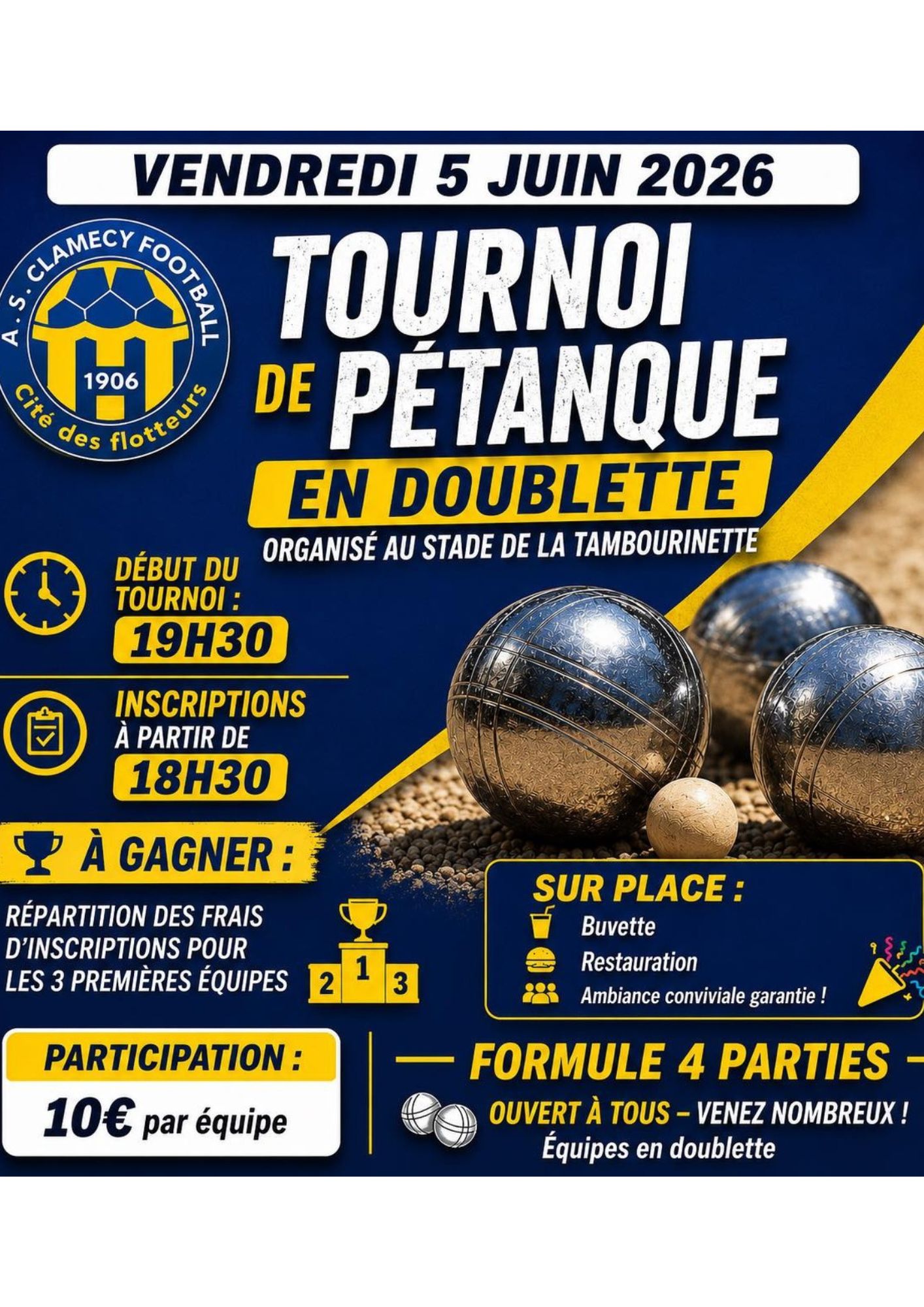 Concours de pétanque en doublette — visuel événement