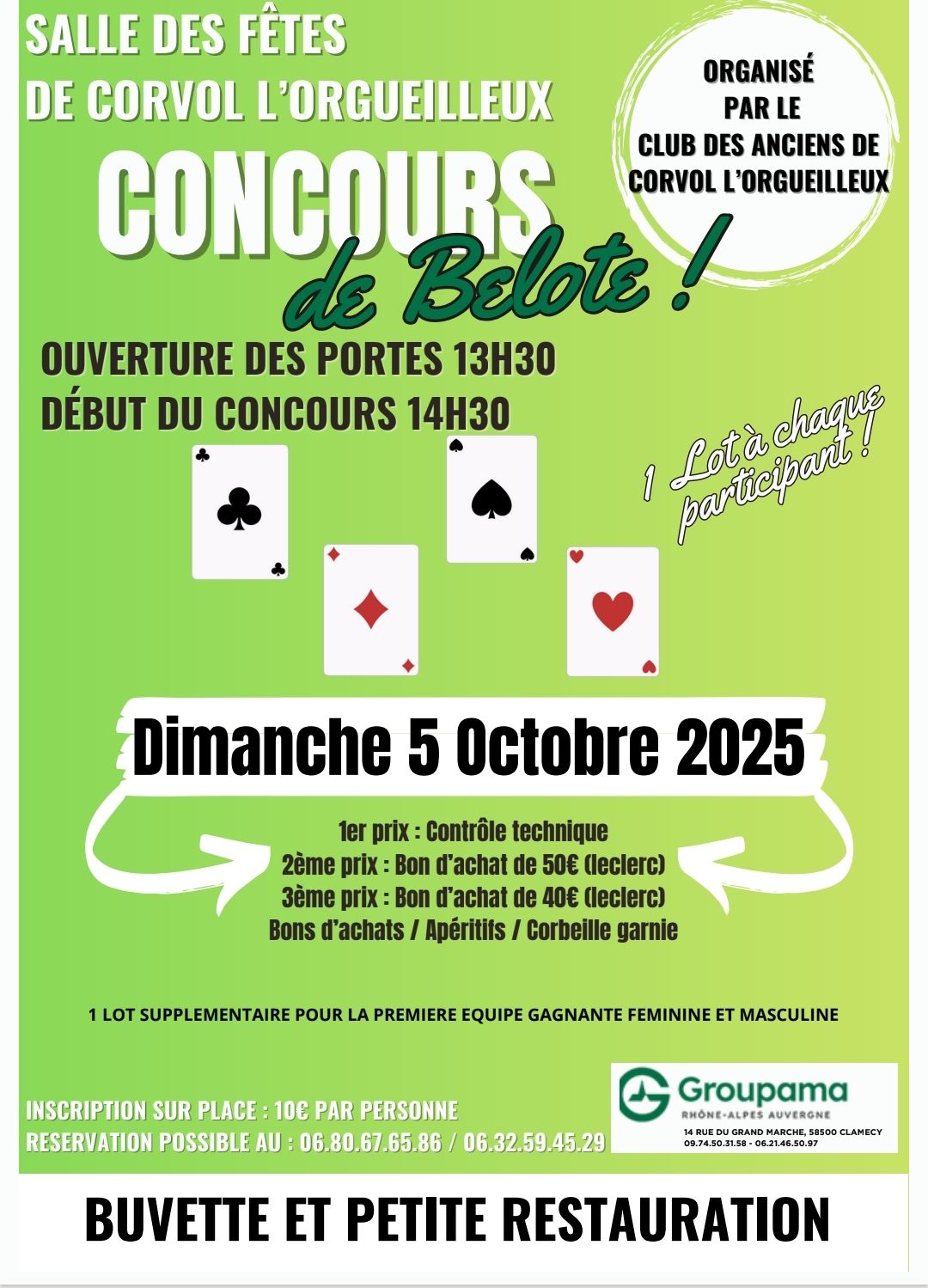 5 octobre 2025 - Concours de belote - Corvol l'Orgueilleux