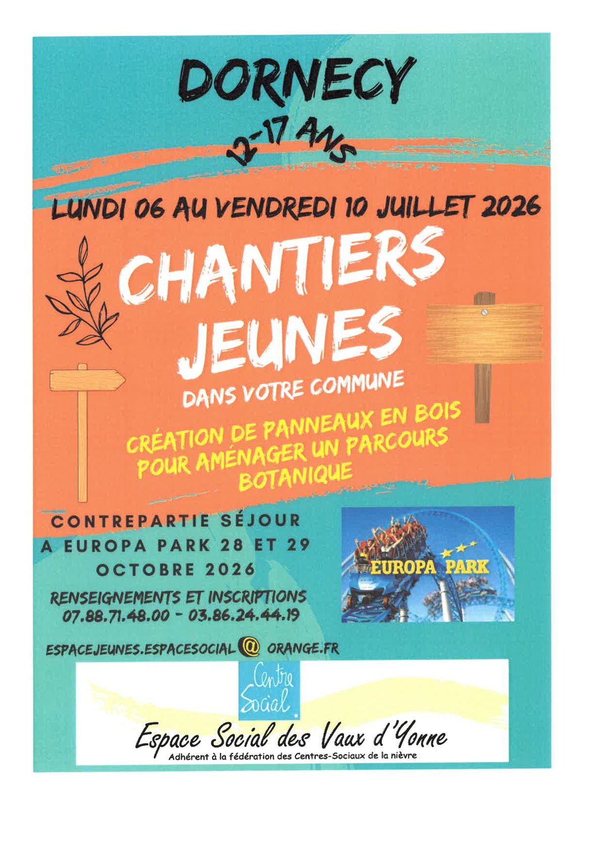 Chantiers jeunes - Dornecy : Création de panneaux en bois