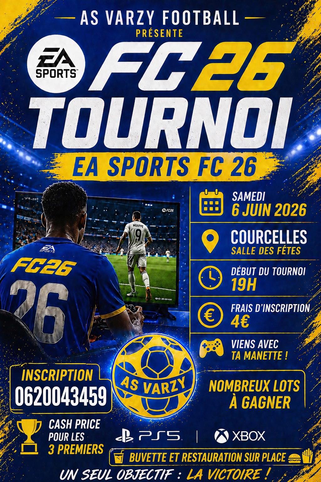 AS Varzy Football présente EA Sport FC 26 tournoi — visuel événement