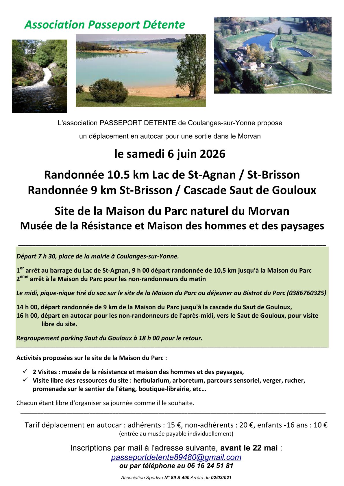 L'association Passeport Détente vous propose : Sortie dans le Morvan — visuel événement
