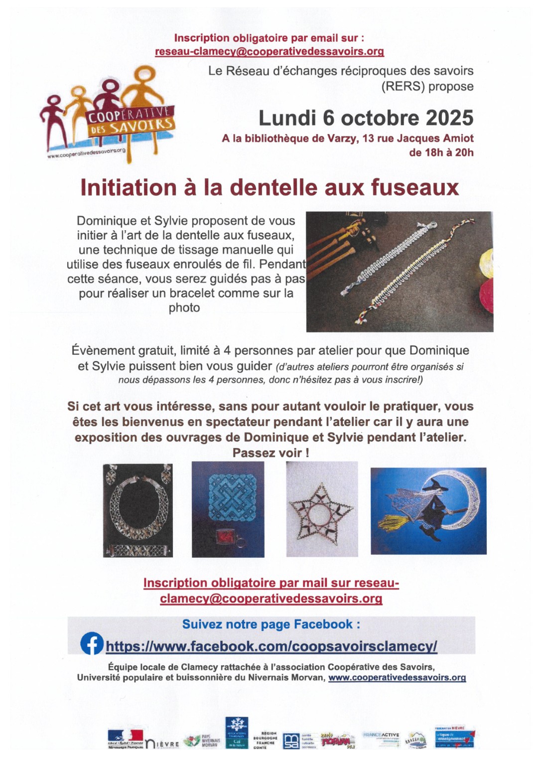 6 octobre 2025 - Initiation à la dentelle aux fuseaux - Varzy