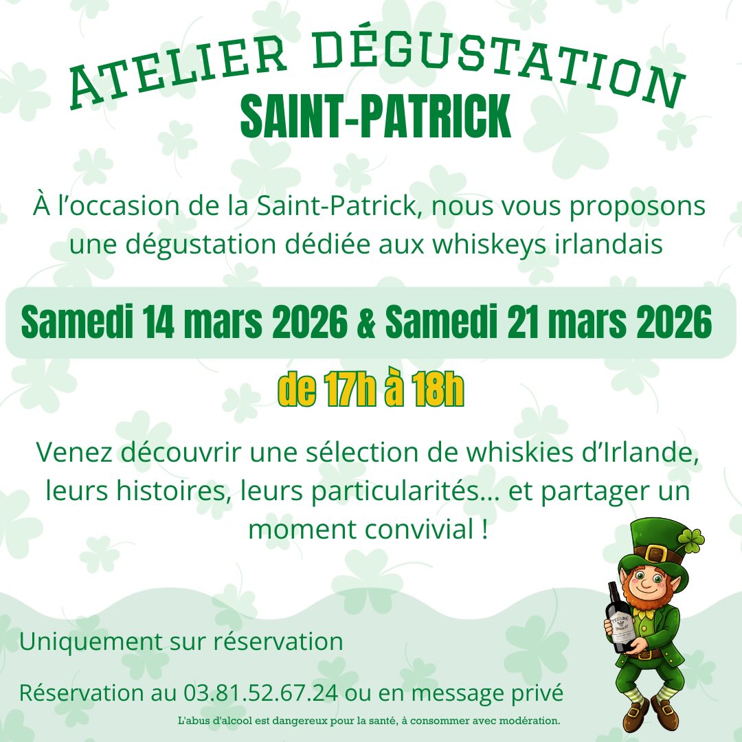 Atelier Dégustation Saint -Patrick Capsule & Bouchon