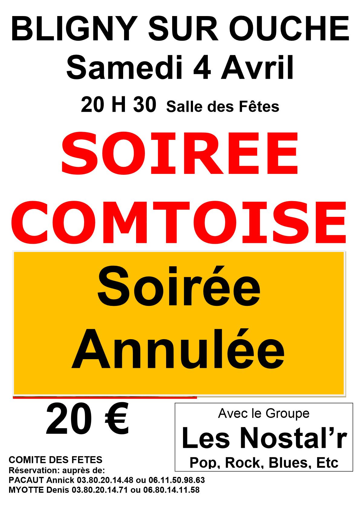 ANNULE-Soirée comtoise- Bligny sur Ouche