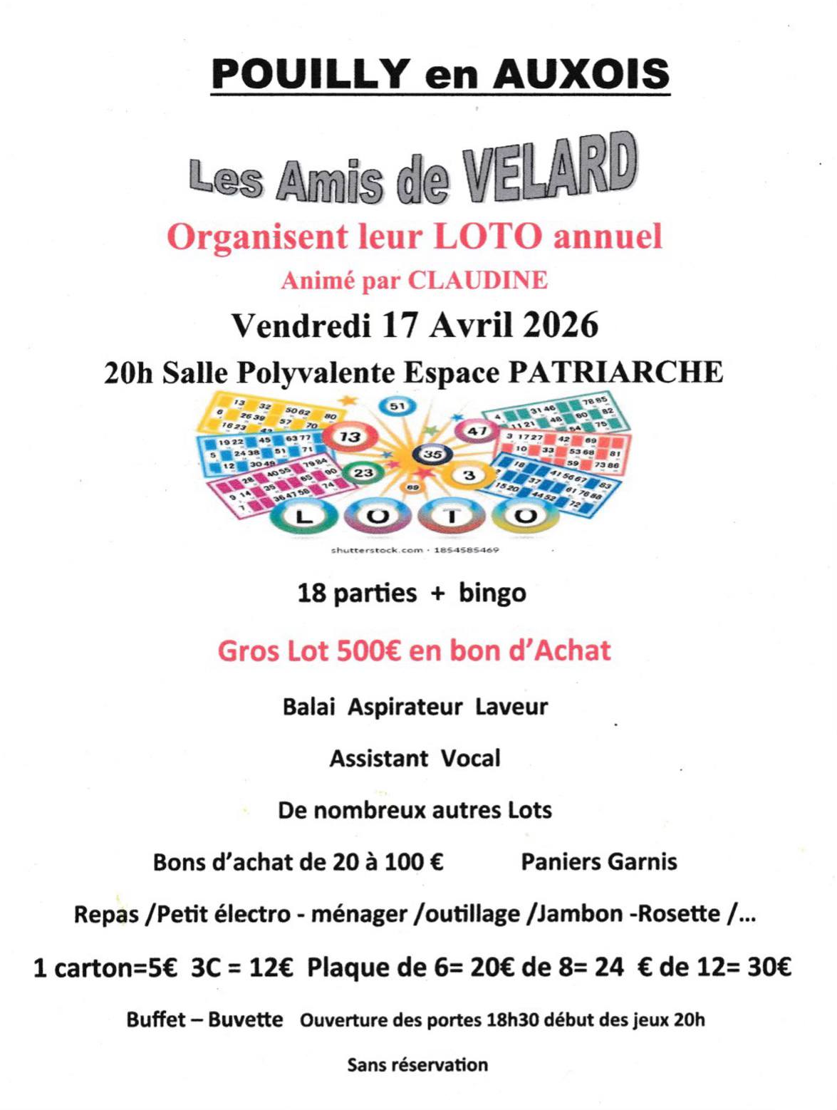 Loto des Amis de Velard- Pouilly en Auxois