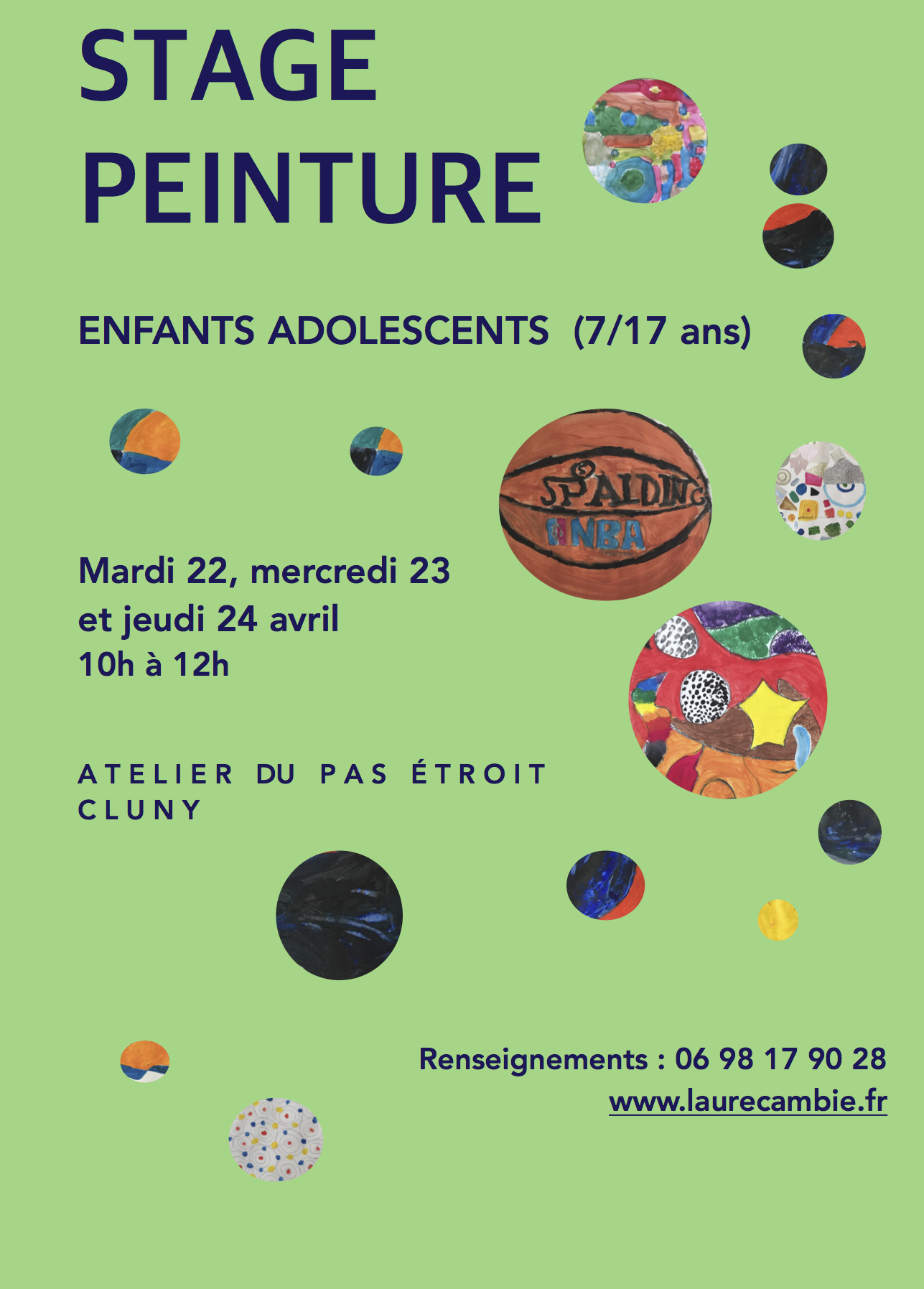 Stage peinture et dessin enfants adolescents vacances printemps 2025