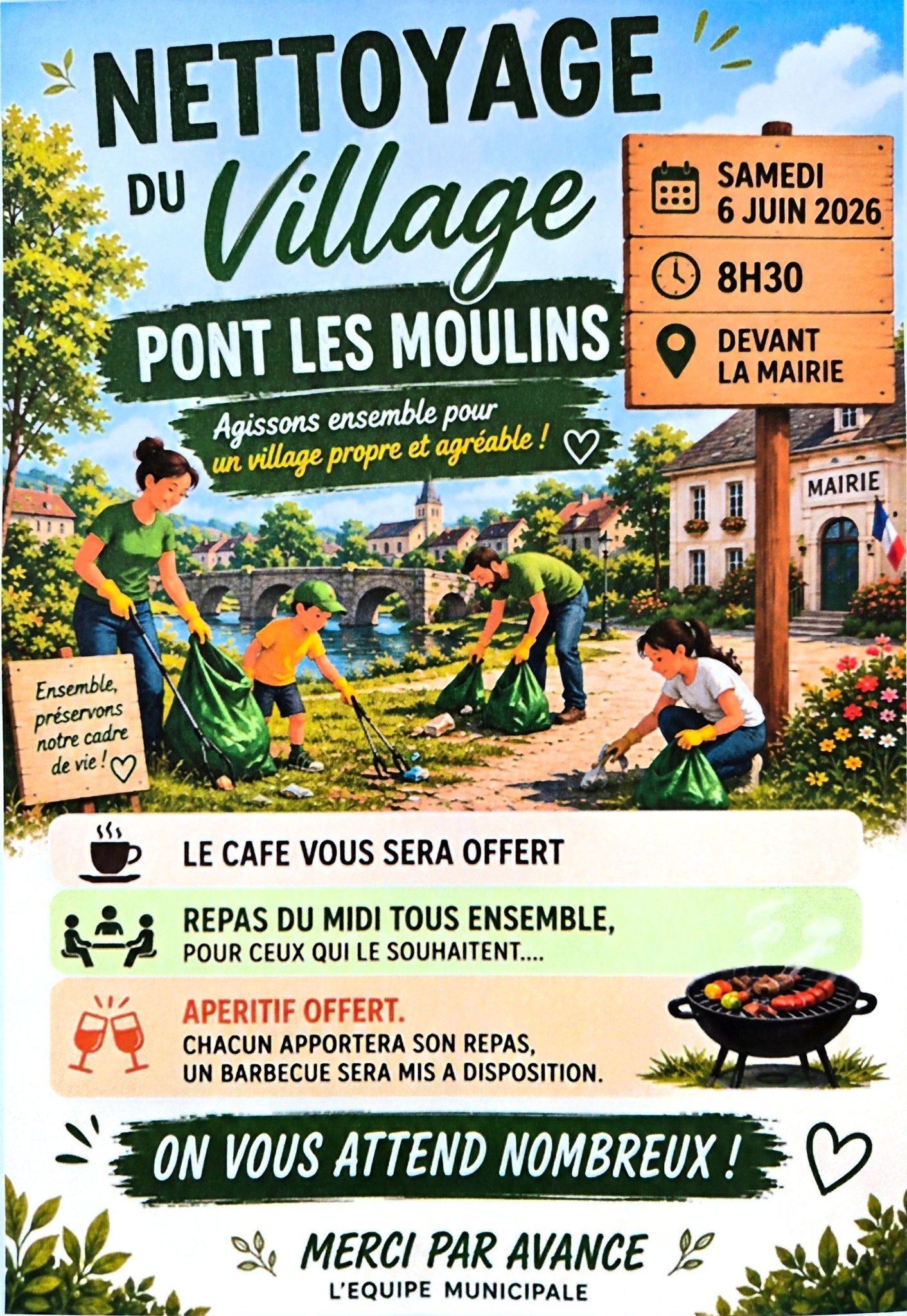 Nettoyage du village de Pont-les-Moulins