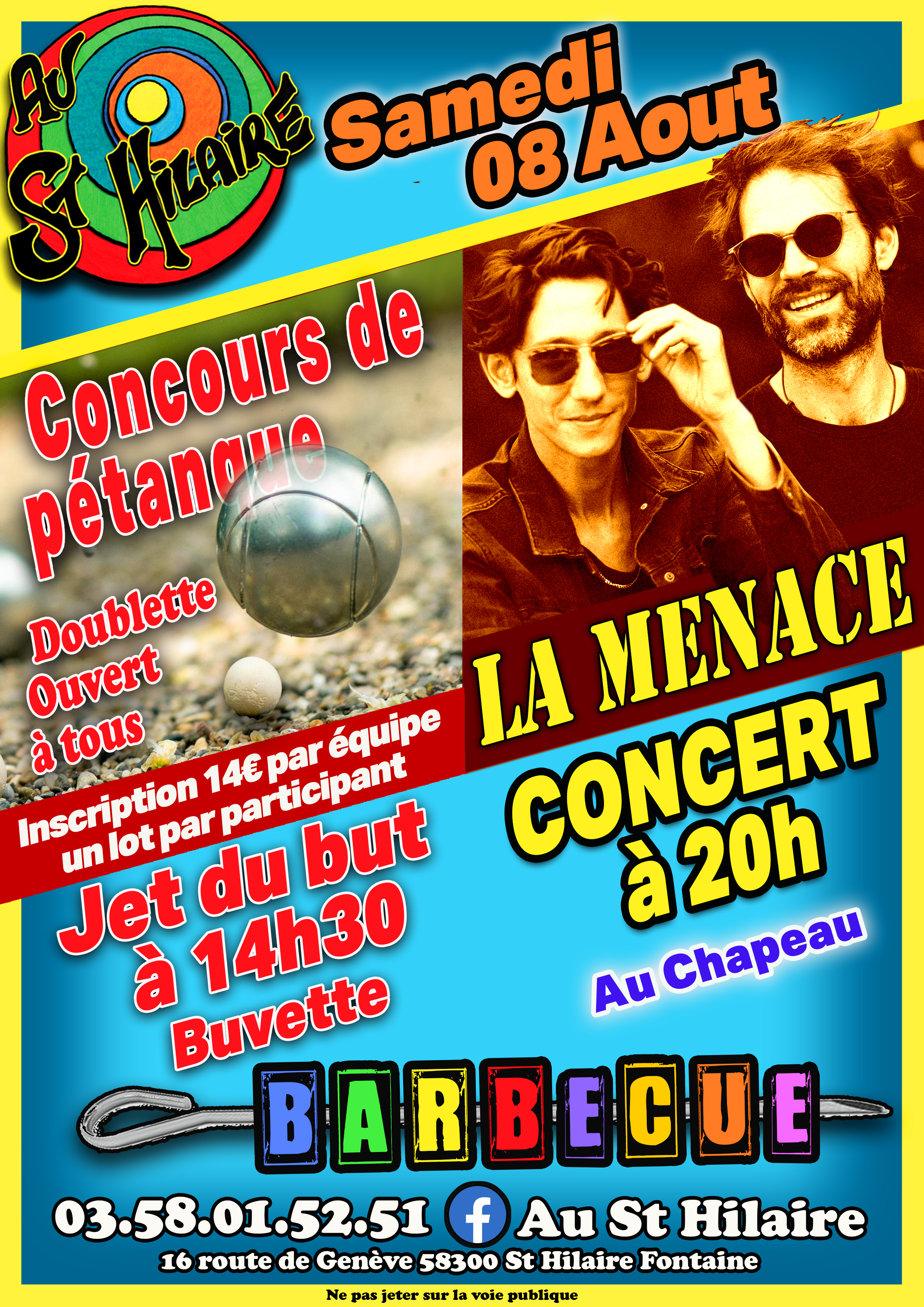 Pétanque puis soirée concert "La Menace"