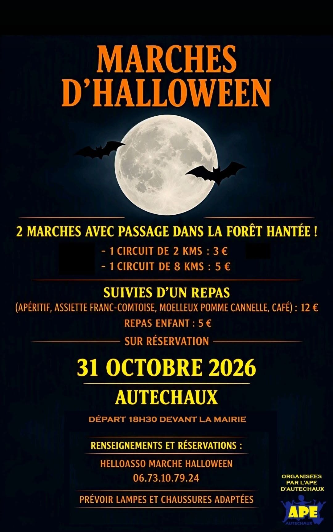 Halloween : Marche nocturne avec passage dans la forêt hantée