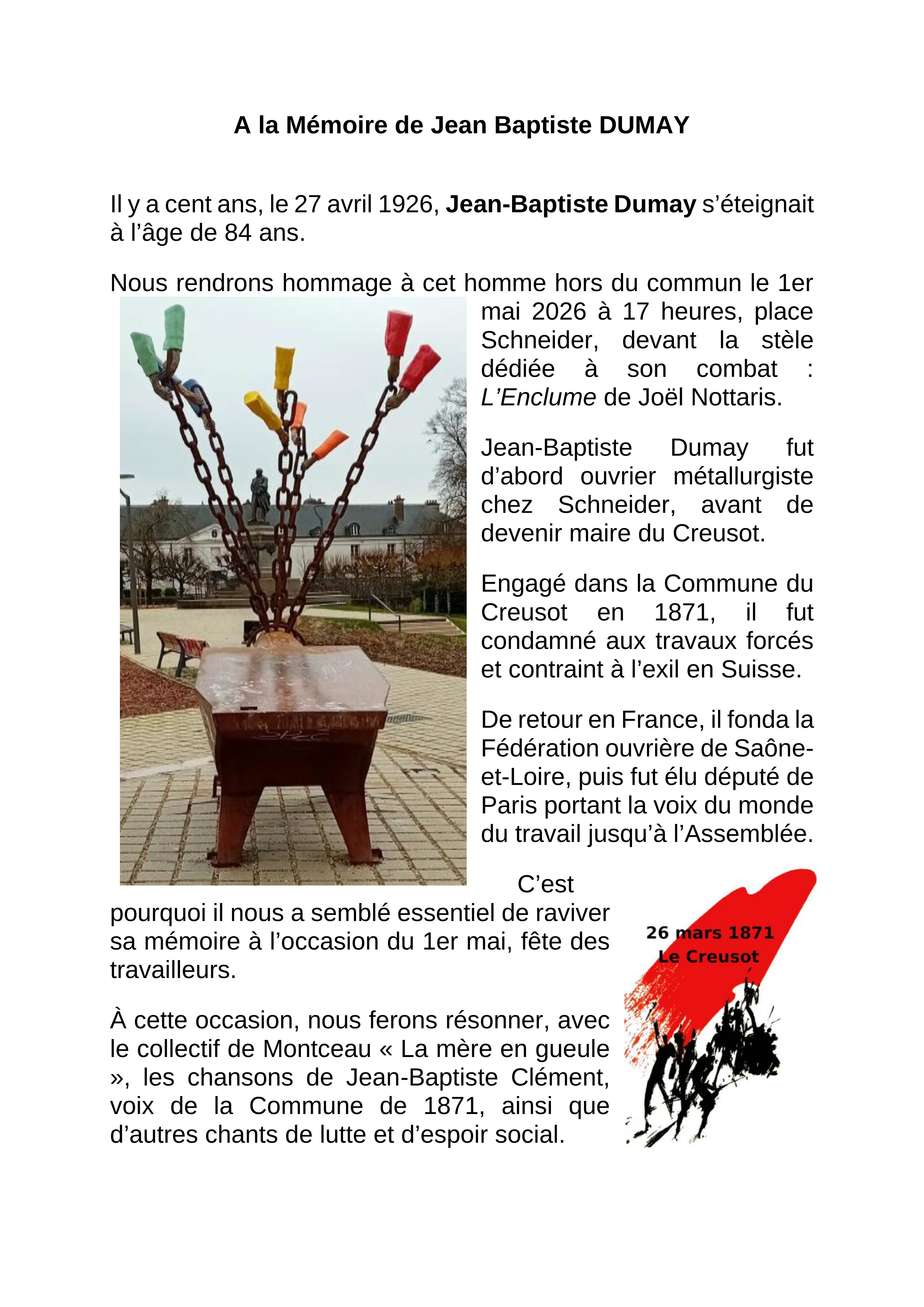 À la mémoire de Jean-Baptiste Dumay