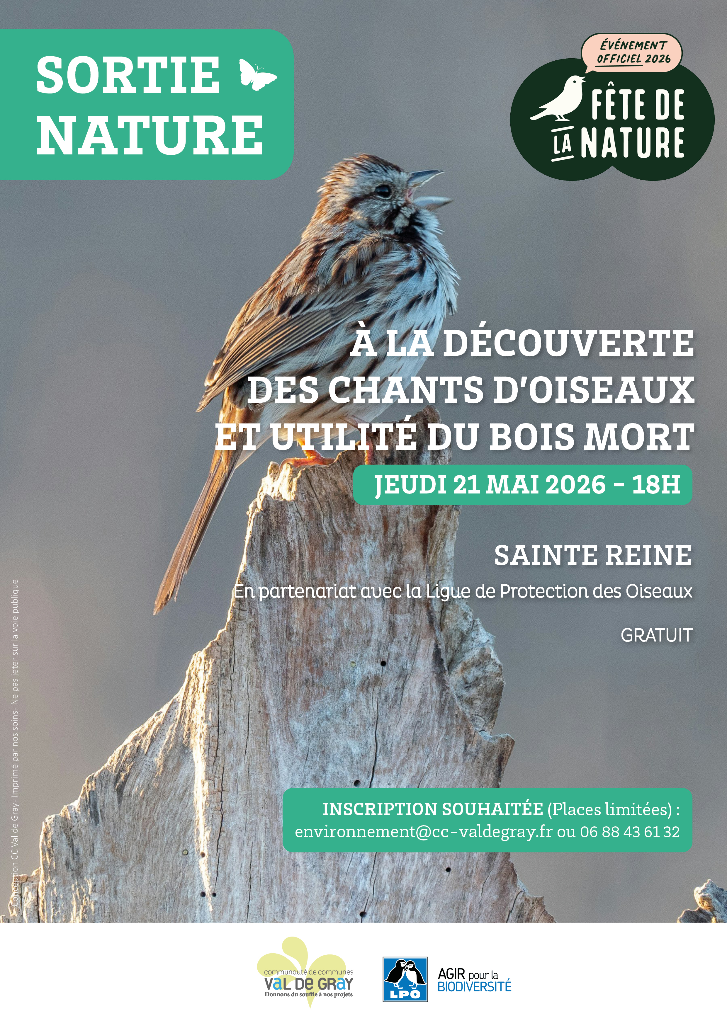 Fête de la nature - À la découverte des chants d'oiseaux et utilité bois mort — visuel événement