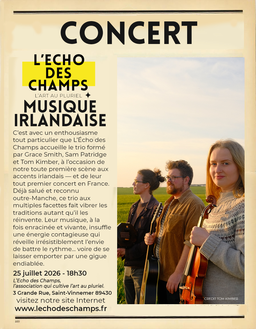 Concert musique Irlandaise "Le trio Grace Smith, Sam Partridge et Tom Kimber