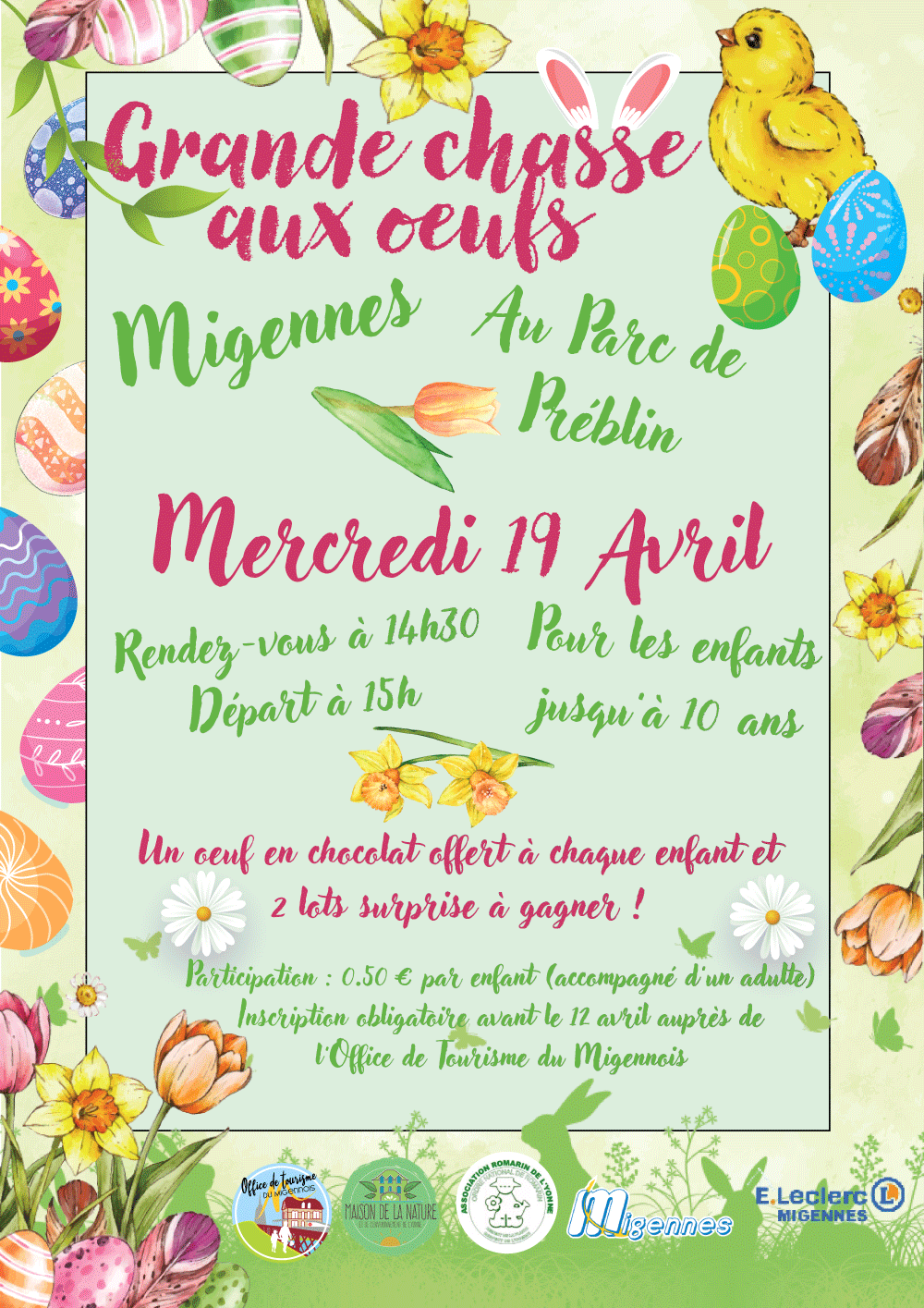 Affiche Chasse aux oeufs Pâques