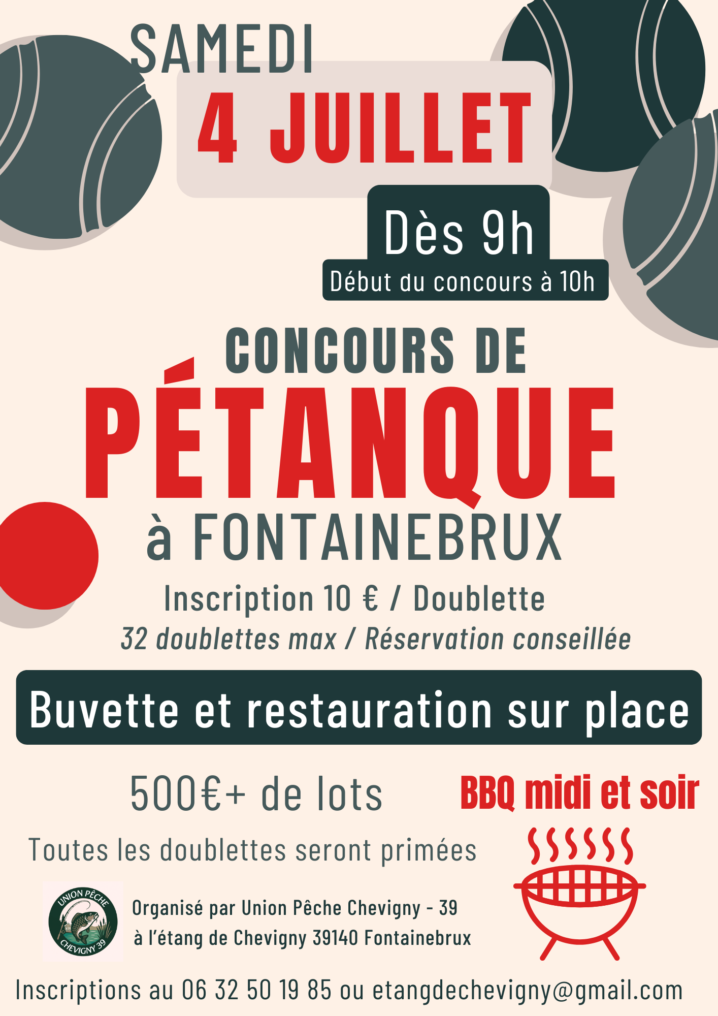 Concours de pétanque au bord de l’Etang de Chevigny