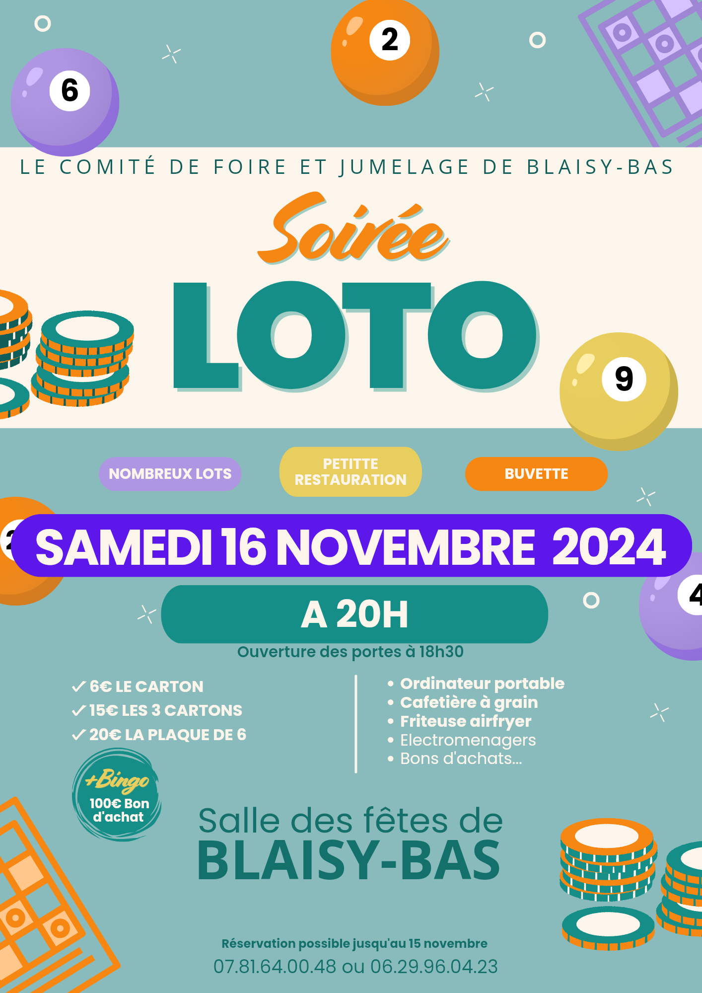 Affiche Poster Évènement Soirée Loto Bingo Moderne Illustré Bleu Coloré_20241028_165039_0000