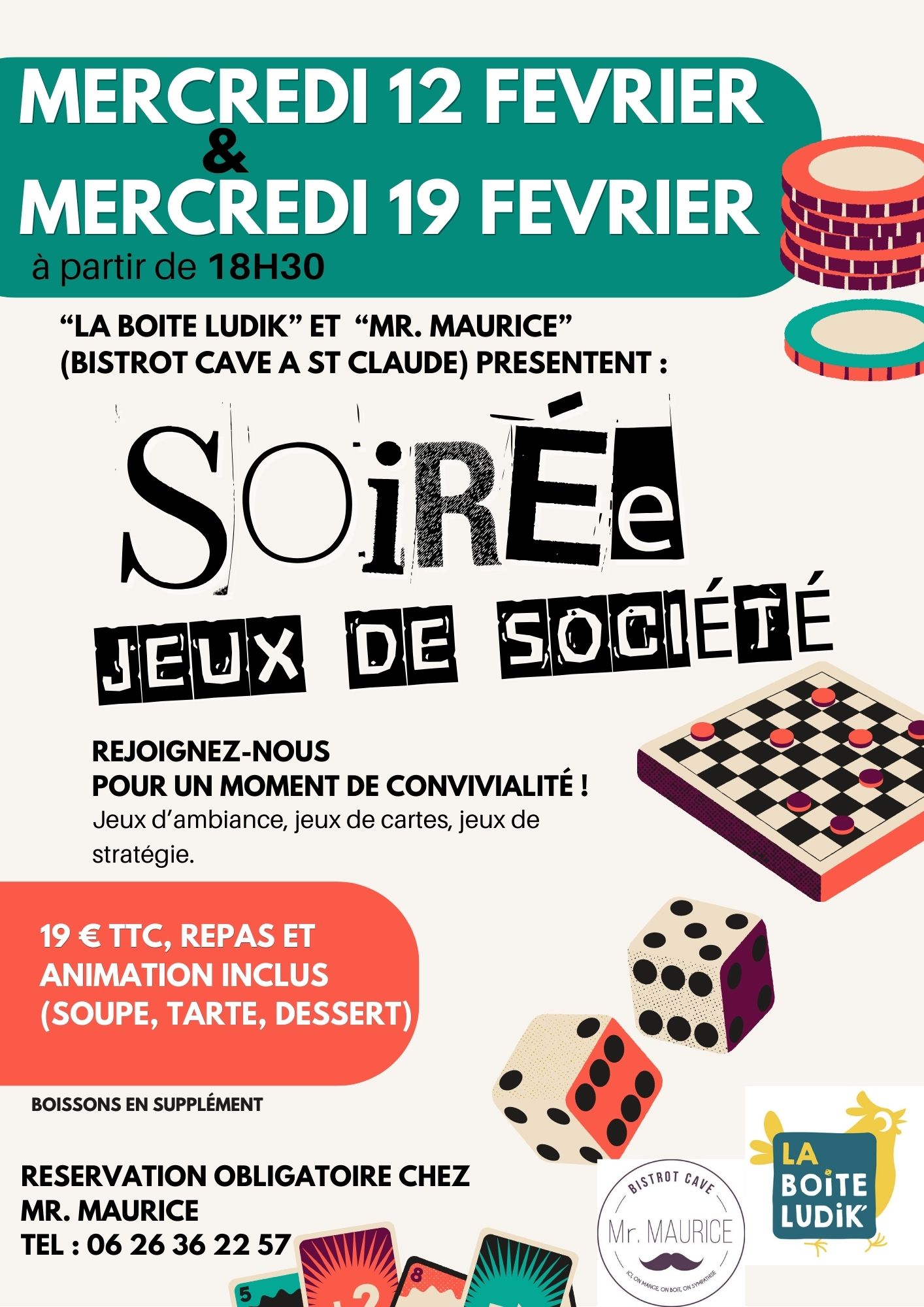 Affiche Soirée Jeux 2025 02 12 et 19