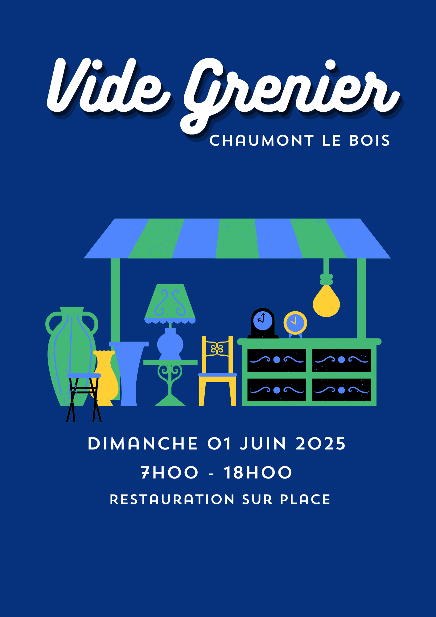 Affiche Vide Grenier Simple Colorée - 1