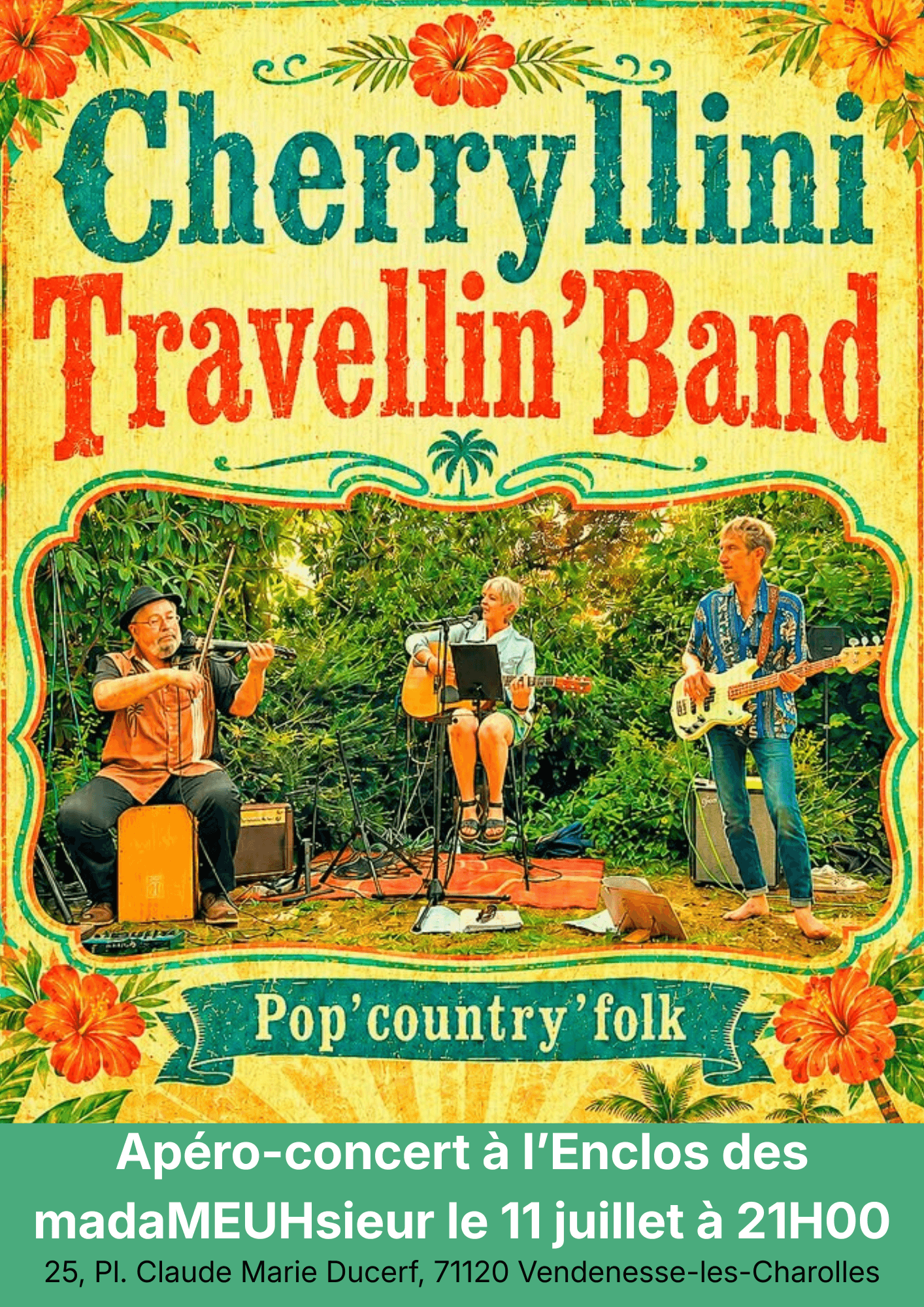 Apéro-concert avec le groupe Cherryllini Travellin'Band